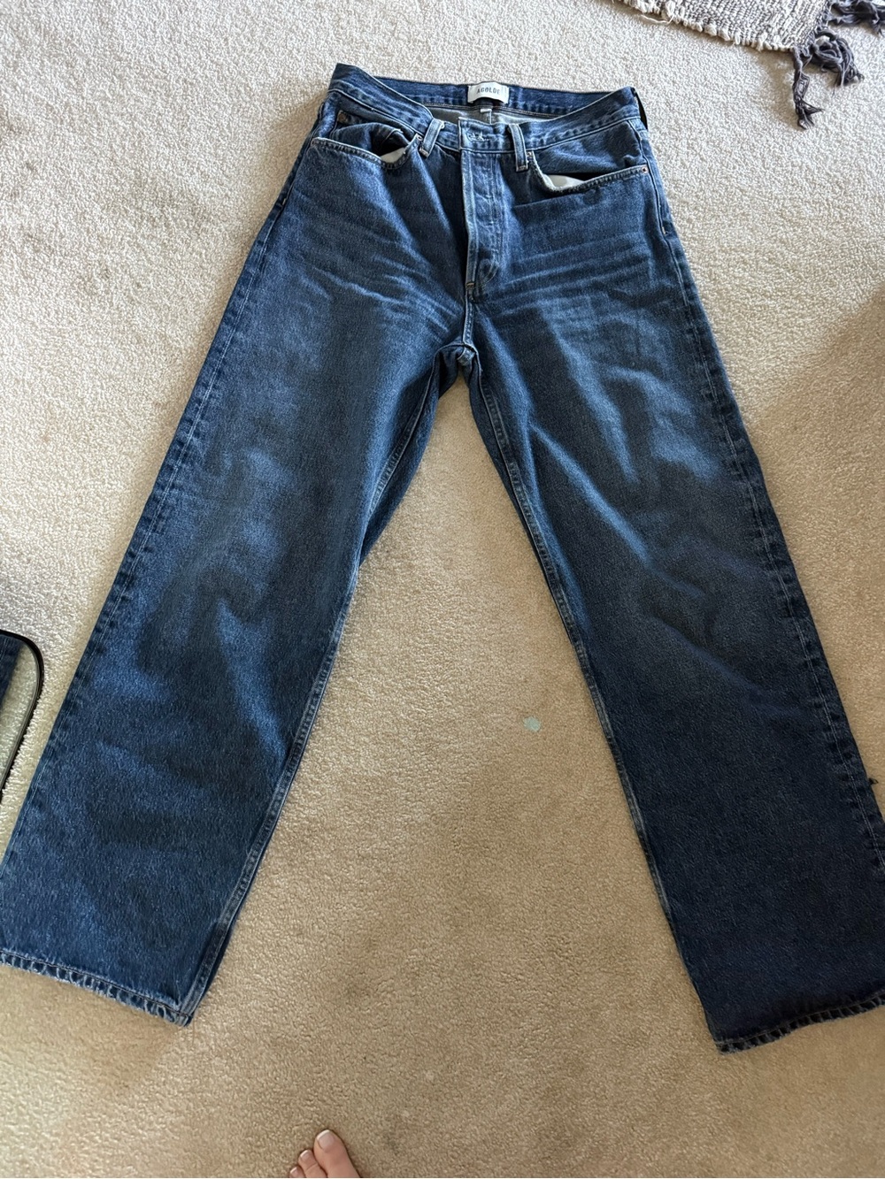 Agolde Women's Dark Blue Wide Leg Jeans